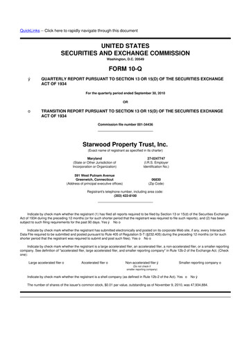 Thumbnail Starwood Property Trust 10-Q Quarterly Report FY 