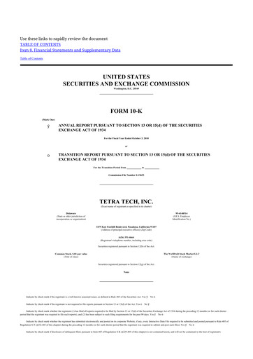 Thumbnail Tetra Tech
 10-K Annual Report 2010