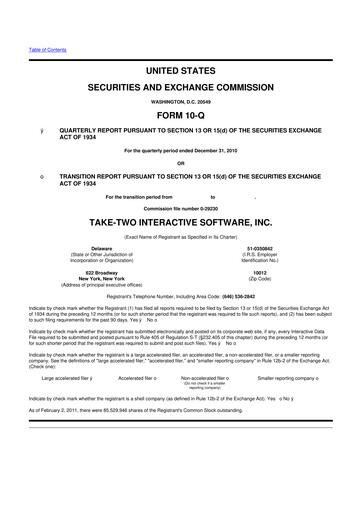 Thumbnail Take-Two Interactive
 10-Q Quarterly Report FY2011 