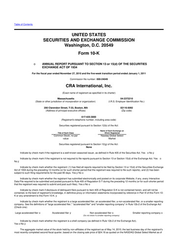 Thumbnail CRA International
 10-K Annual Report 