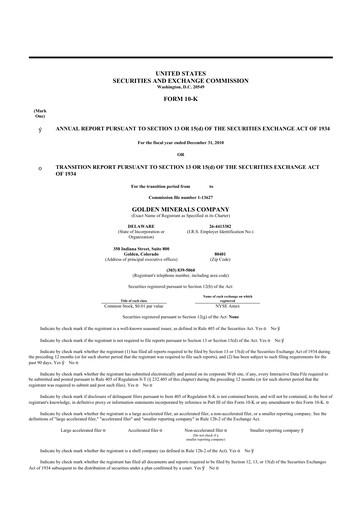 Thumbnail Golden Minerals
 10-K Annual Report 