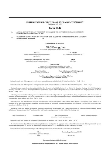Thumbnail NRG Energy
 10-K Annual Report 2010