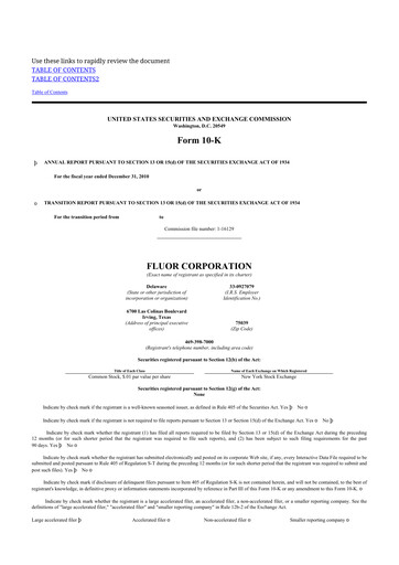 Thumbnail Fluor Corporation
 10-K Annual Report 2010