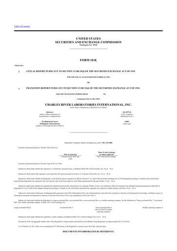 Thumbnail Charles River Laboratories
 10-K Annual Report 2010