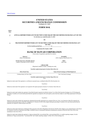 Thumbnail Bank of Hawaii
 10-K Annual Report 2010