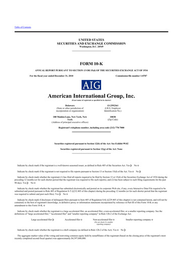 Thumbnail American International Group 10-K Annual Report 2010