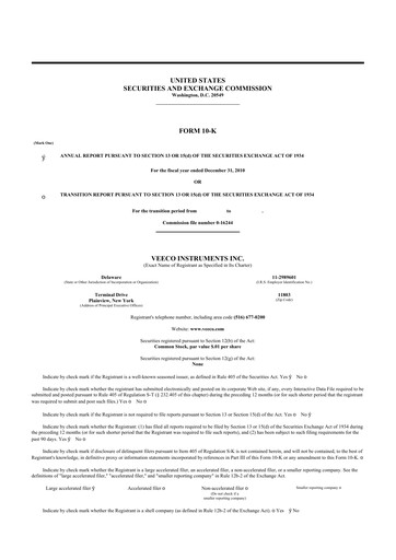 Thumbnail Veeco
 10-K Annual Report 