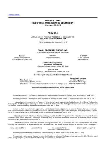 Vorschaubild Simon Property Group 10-K Jahresbericht 
