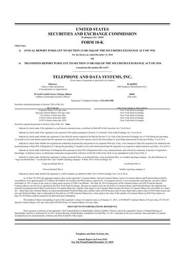 Thumbnail Telephone and Data Systems
 10-K Annual Report 2010