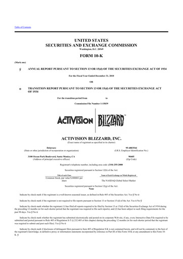 Thumbnail Activision Blizzard 10-K Annual Report 2010