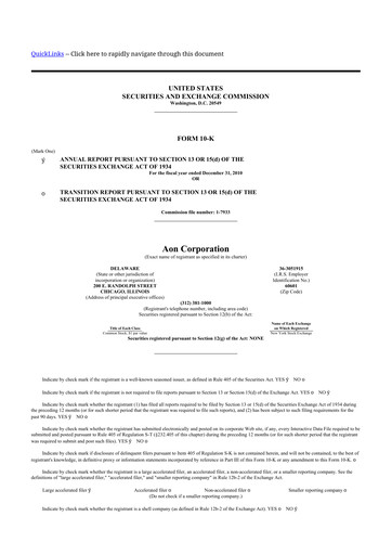 Thumbnail Aon 10-K Annual Report 2010