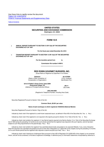 Thumbnail Red Robin
 10-K Annual Report 