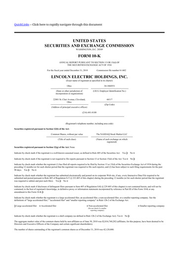 Thumbnail Lincoln Electric
 10-K Annual Report 2010