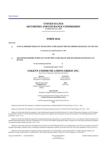 Thumbnail Cogent Communications
 10-K Annual Report 