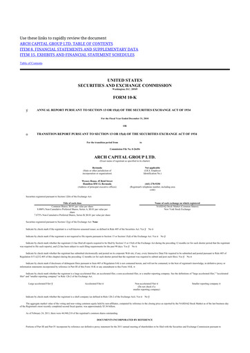 Thumbnail Arch Capital 10-K Annual Report 2010