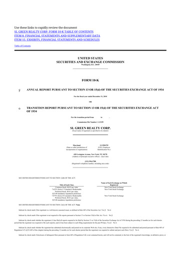 Thumbnail SL Green Realty
 10-K Annual Report 2010