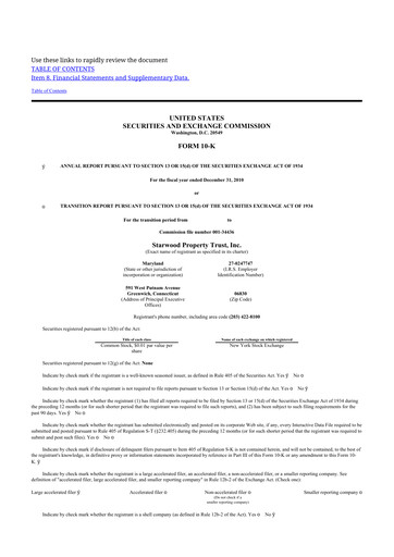 Thumbnail Starwood Property Trust 10-K Annual Report 