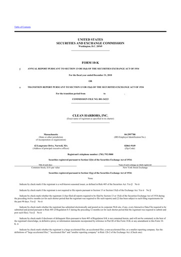 Thumbnail Clean Harbors
 10-K Annual Report 2010