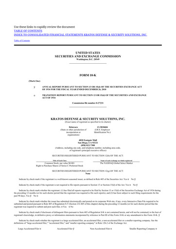 Thumbnail Kratos Defense & Security Solutions 10-K Annual Report 