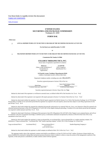 Thumbnail Celldex Therapeutics 10-K Annual Report 