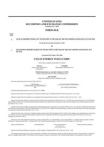 Thumbnail Clean Energy Fuels 10-K Annual Report 