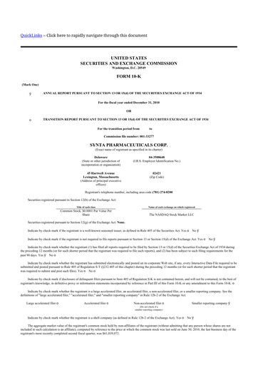 Vorschaubild Madrigal Pharmaceuticals
 10-K Jahresbericht 