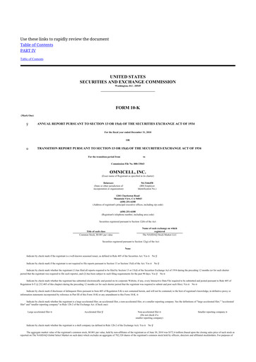 Thumbnail Omnicell
 10-K Annual Report 