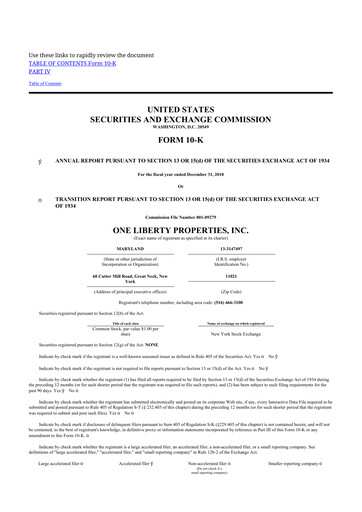 Thumbnail One Liberty Properties 10-K Annual Report 