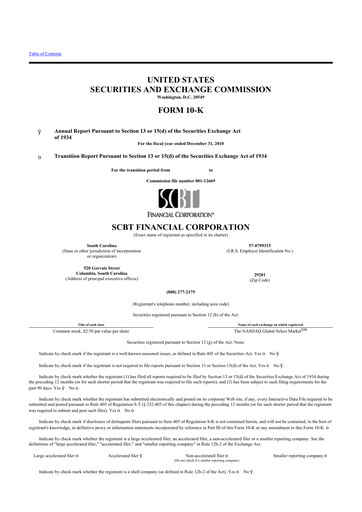 Thumbnail South State Corp 10-K Annual Report 