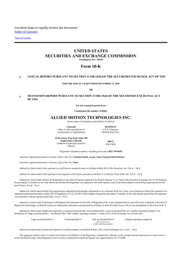 Thumbnail Allient 10-K Annual Report 