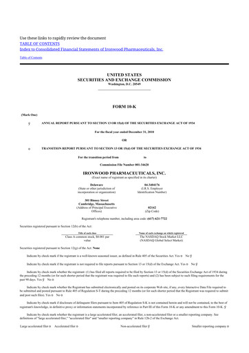 Thumbnail Ironwood Pharmaceuticals
 10-K Annual Report 