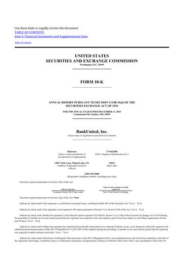 Thumbnail BankUnited
 10-K Annual Report 