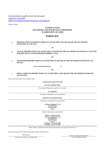 Thumbnail Danaos 20-F Annual Report 