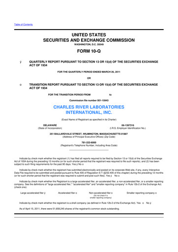 Vorschaubild Charles River Laboratories
 10-Q Quartalsbericht 2011 