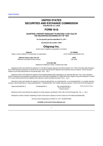 Thumbnail Citigroup 10-Q Quarterly Report FY2011 