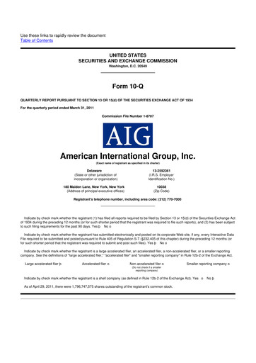 Thumbnail American International Group 10-Q Quarterly Report FY2011 