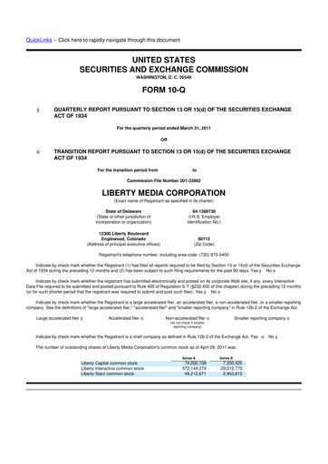 Thumbnail QVC Group 10-Q Quarterly Report FY2011 