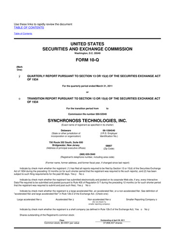 Thumbnail Synchronoss Technologies 10-Q Quarterly Report FY 