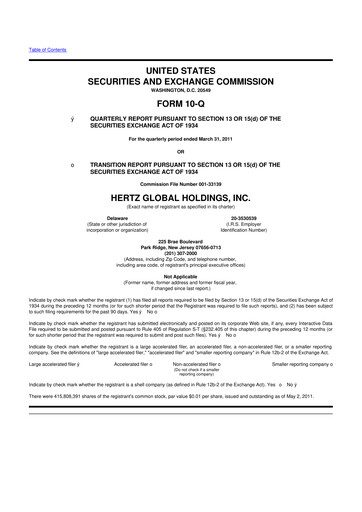 Miniature Herc Holdings
 10-Q Rapport trimestriel 2011 