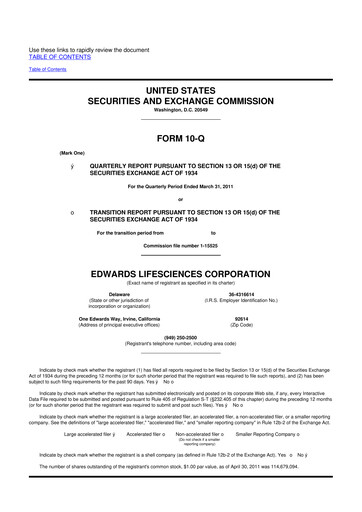 Thumbnail Edwards Lifesciences 10-Q Quarterly Report FY2011 