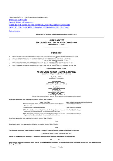 Thumbnail Prudential 20-F Annual Report 