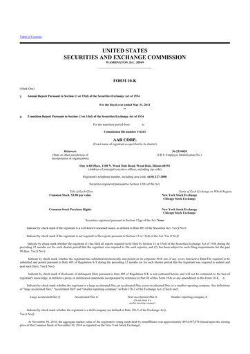 Thumbnail AAR 10-K Annual Report 2011