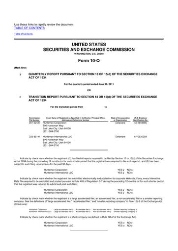 Thumbnail Huntsman Corporation
 10-Q Quarterly Report FY2011 