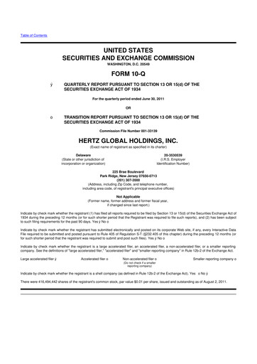 Miniature Herc Holdings
 10-Q Rapport trimestriel 2011 