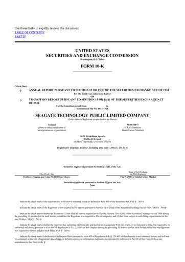 Thumbnail Seagate Technology 10-K Annual Report 2011