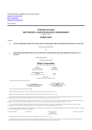 Thumbnail Regis Corporation
 10-K Annual Report 2011