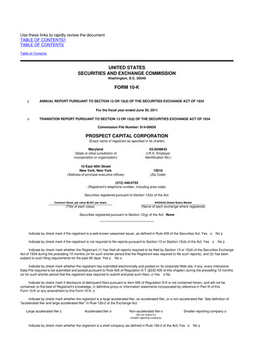 Miniature Prospect Capital 10-K Rapport annuel 