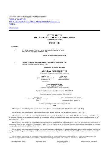 Thumbnail Accuray 10-K Annual Report 