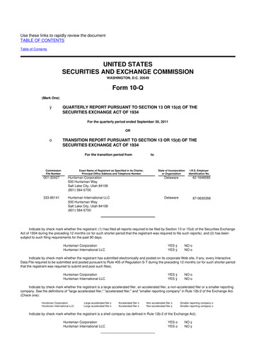 Thumbnail Huntsman Corporation
 10-Q Quarterly Report FY2011 