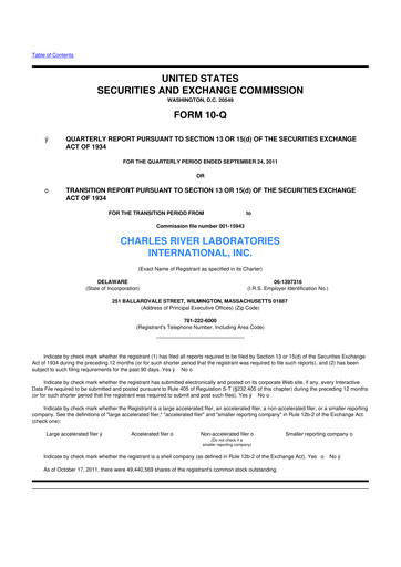 Vorschaubild Charles River Laboratories
 10-Q Quartalsbericht 2011 